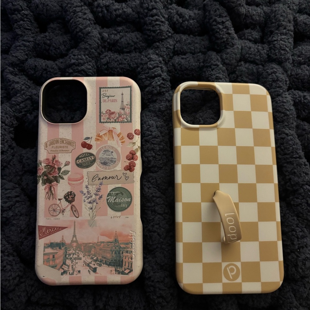 Loopy Case Vintage Pink and Checkered Gold Phone Cases